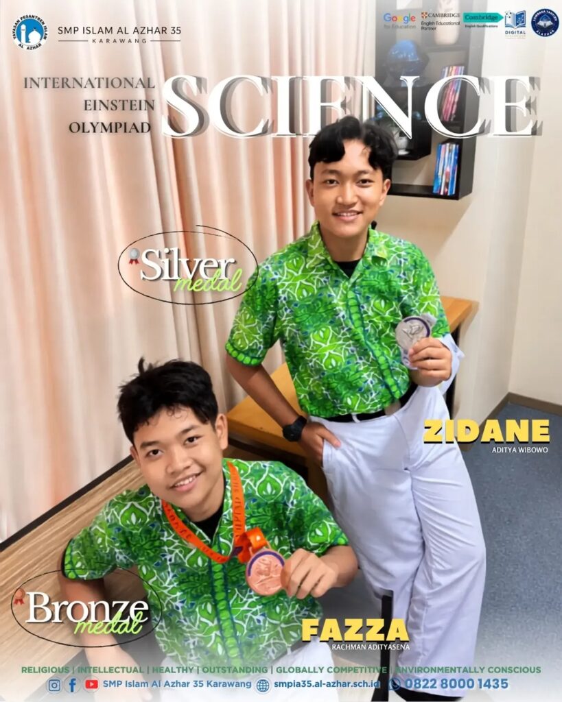Zidane Aditya Wibowo dan Fazza Rachman Adityasena meraih Silver Medal dan Bronze Medal International Einstein Olympiad bidang Science.