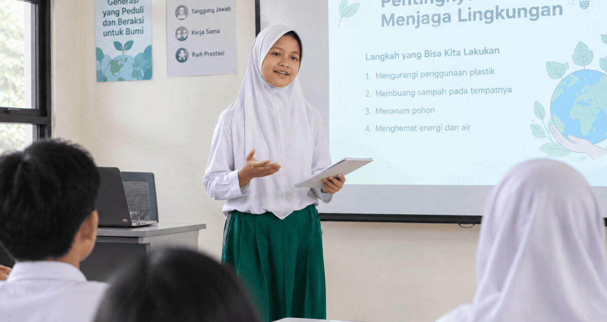 Murid Al Azhar melatih kemampuan public speaking dan percaya diri berbicara di depan orang lain